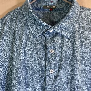 Genteal Polo Shirt Men 2XL Blue Tibbets Golf Geometric  Print Stretch
